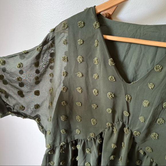 SHEIN Army Green Polka Dot Dress - Picture 3 of 3